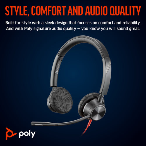 POLY Blackwire 3325 Stereo Microsoft Teams Certified USB-C Headset +3.5mm Plug +USB-C/A Adapter POLY Blackwire 3325 Stereo Microsoft Teams Certified USB-C Headset +3.5mm Plug +USB-C/A Adapter